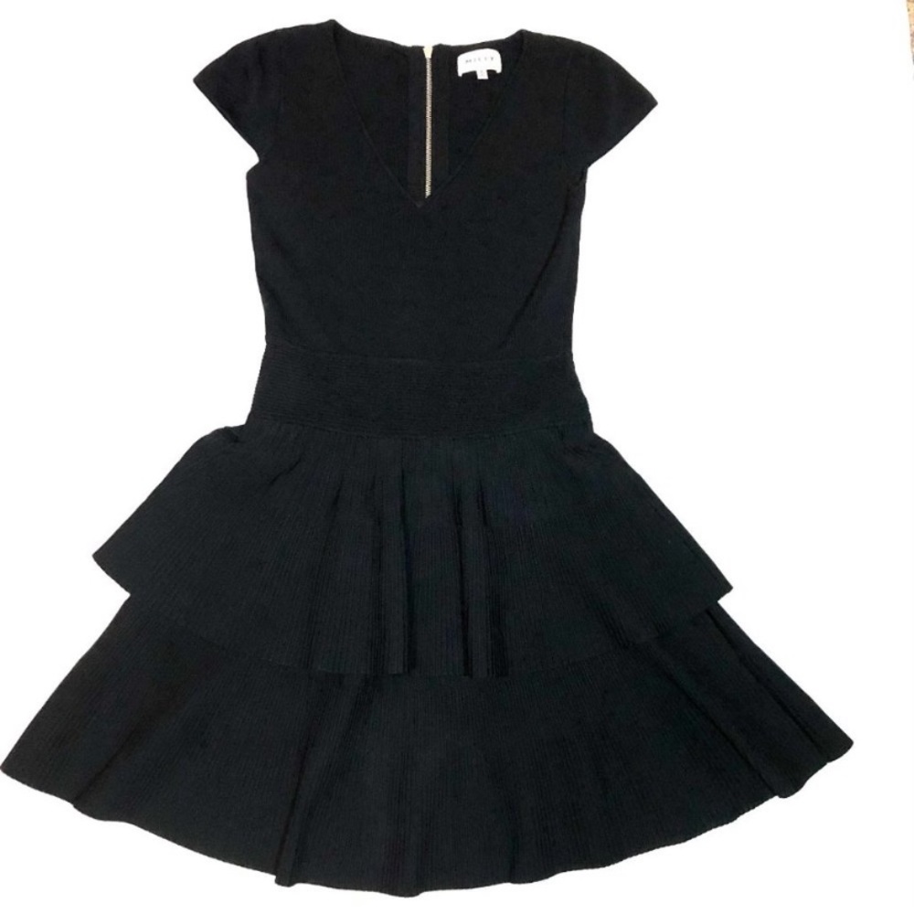 NWOT BLACK MILLY DRESS WITH RUFFLES!
